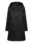 Hooded Cotton-Blend Balmacaan Coat Black Lauren Ralph Lauren