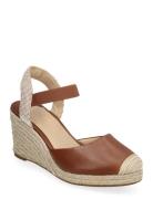 Pearle Ii Leather & Canvas Espadrille Brown Lauren Ralph Lauren