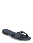 Emmy Nappa Leather Slide Sandal Blue Lauren Ralph Lauren