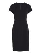 Scuba Crepe Ss Cut Out Dress Black Calvin Klein