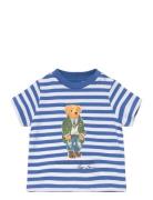 Striped Polo Bear Cotton Jersey Tee Blue Ralph Lauren Baby