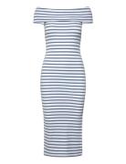 Striped Off-The-Shoulder Midi Dress Blue Lauren Ralph Lauren