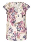 Floral Linen Flutter-Sleeve Shirt Pink Lauren Ralph Lauren