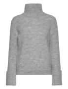 Slfsia Ras Ls Knit High Neck Grey Selected Femme