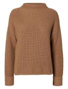 Slfselma Ls Knit T-Neck Brown Selected Femme