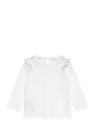 Long -Sleeved T-Shirt With Ruffles White Mango