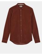 Akleif Solid Cord Shirt Burgundy Anerkjendt