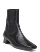 Heeled Leather Ankle Boots Black Mango