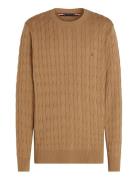 Classic Cotton Cable Crew Neck Brown Tommy Hilfiger