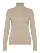 Woven Label Roll Neck Sweater Beige Calvin Klein Jeans