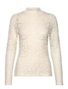 Long Sleeve Turtleneck T-Shirt Cream Rosemunde