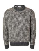 Slhharry Ls Knit Relaxed Crew Neck Grey Selected Homme