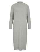 Vikiku L/S High Neck Midi Knit Dress/Pb Grey Vila