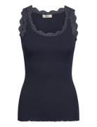Rmwbalta Sl Regular U-Neck Top Navy RM By Rosemunde
