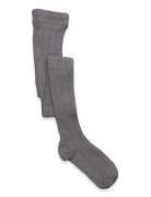 Cable Knitted Stockings Grey Melange Grey Geggamoja