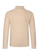 Slhzig Ls Knit Structure Roll Neck Cream Selected Homme