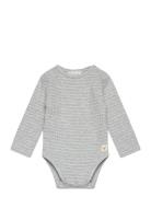 Striped Cotton Bodysuit Grey Mango