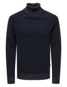 Onseddy Reg 7 Wool Roll Knit Navy ONLY & SONS