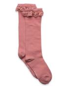 Knee Sock W. Lace Pink Minymo