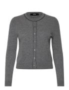 100% Wool Cardigan With Decorative Stitching Grey Mango