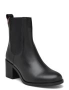 Premium Leather Mid Heel Bootie Black Tommy Hilfiger