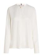 Fluid Viscose V-Neck Rlxd Blouse White Tommy Hilfiger