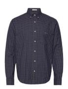 Reg Jaspe Tattersall Shirt Navy GANT