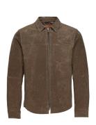 Clark Zipped Suede Shirt Jacke Brown Jofama