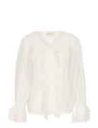 Crsadia Flounce Blouse White Cream