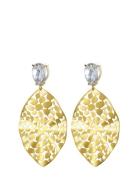 Leaf Crystal Earring Clear/Gold Gold Bud To Rose
