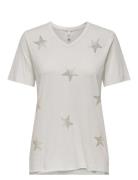 Onllucy Life Star S/S V-Neck Cs Top White ONLY