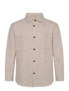 Slhreg-Hank Herringb Overshirt Cream Selected Homme