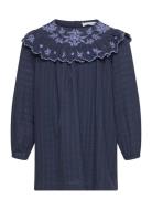 Check Dress With Embroidered Detail Navy Mango