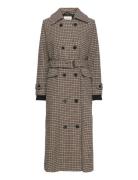 Srelodie Check Long Coat Brown Soft Rebels