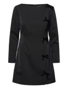 Fenix Satin Bow Ls Dress Black French Connection