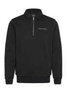 Embroidered Collared Quarter Zip Black Lyle & Scott