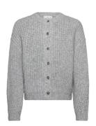 Ribbed Knitted Cardigan With Buttons Grey Mango