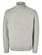 Slhcody Ls Knit Relaxed Roll Neck Grey Selected Homme