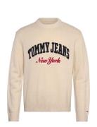 Tjm Reg Varsity Crew Sweater Ext Cream Tommy Jeans