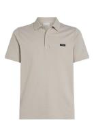 Stretch Pique Slim Button Polo Grey Calvin Klein