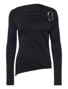 Long Sleeve Top With Fixed Buckle, Black STINE GOYA