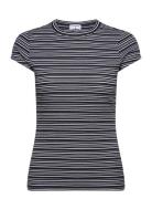 Striped Fine Rib Tee Black Filippa K