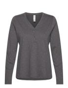 Henley Top Aop Dots Grey Lindex