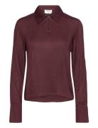 Glossy Jersey Shirt Burgundy Filippa K