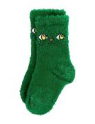 Cat Face Fluffy Sock Green Mini Rodini