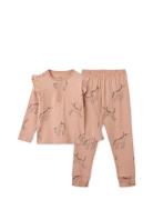 Wilhelm Printed Frill Pyjamas Set Pink Liewood