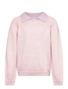 Merino Striped Blouse W. Collar Pink Copenhagen Colors