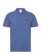 Stretch Pique Slim Button Polo Blue Calvin Klein