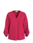 Vijosa 3/4 V-Neck Top - Noos Red Vila
