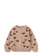 Jacquard Cardigan Hearts Beige Wheat